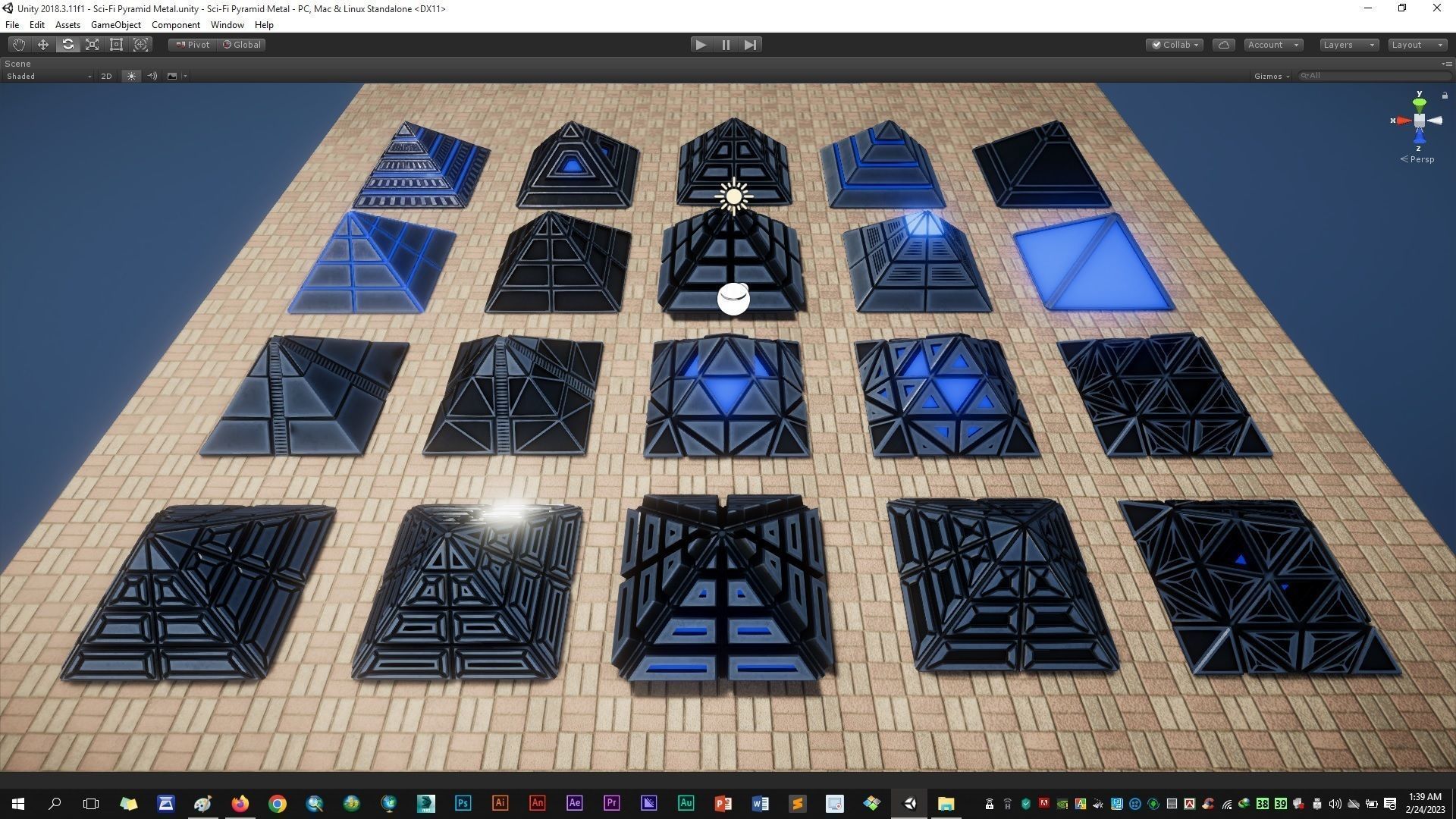 Sci-Fi Pyramid Metal Low-poly 3D model_24