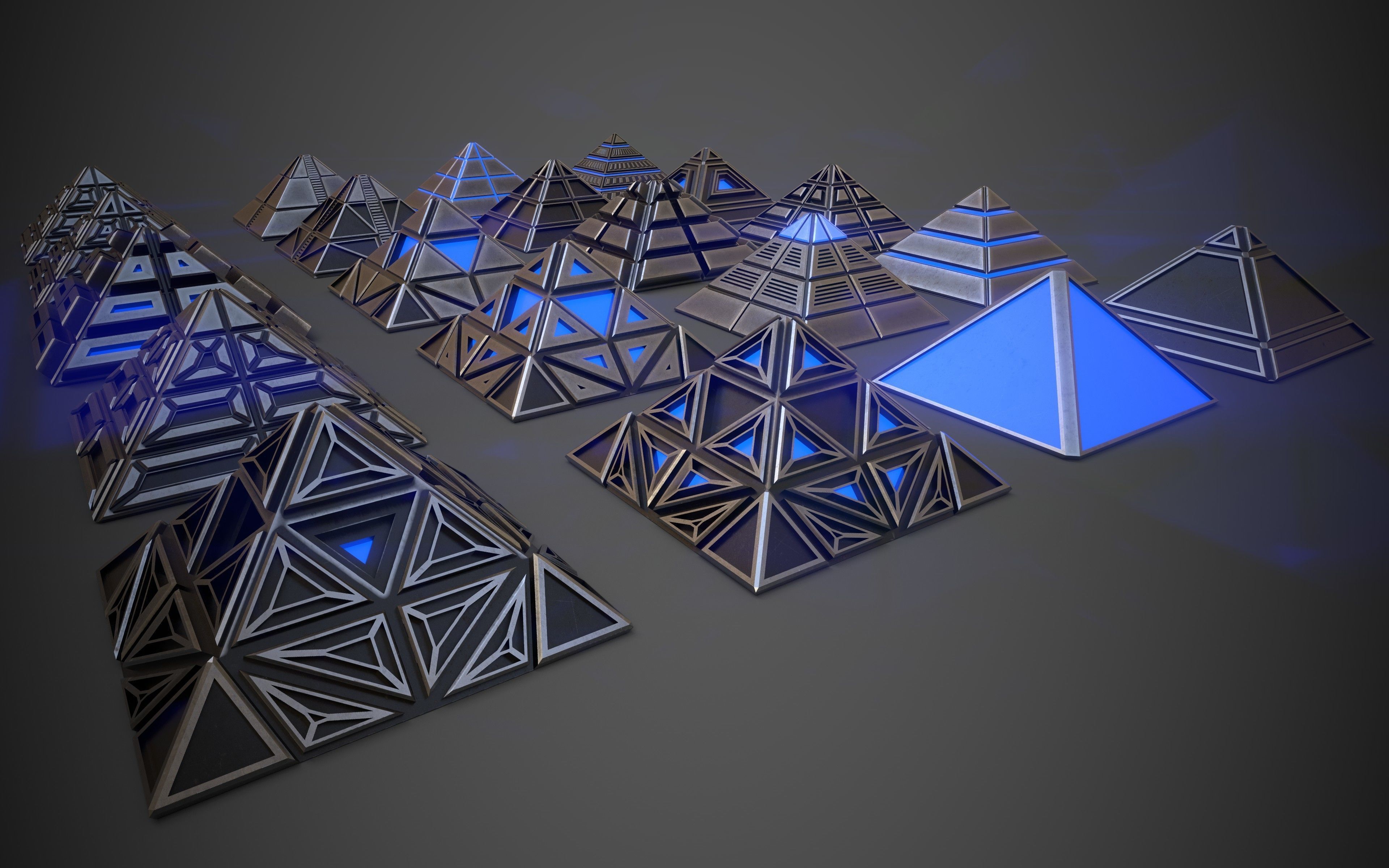 Sci-Fi Pyramid Metal Low-poly 3D model_5