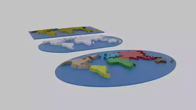 World Map Low-poly 3D model