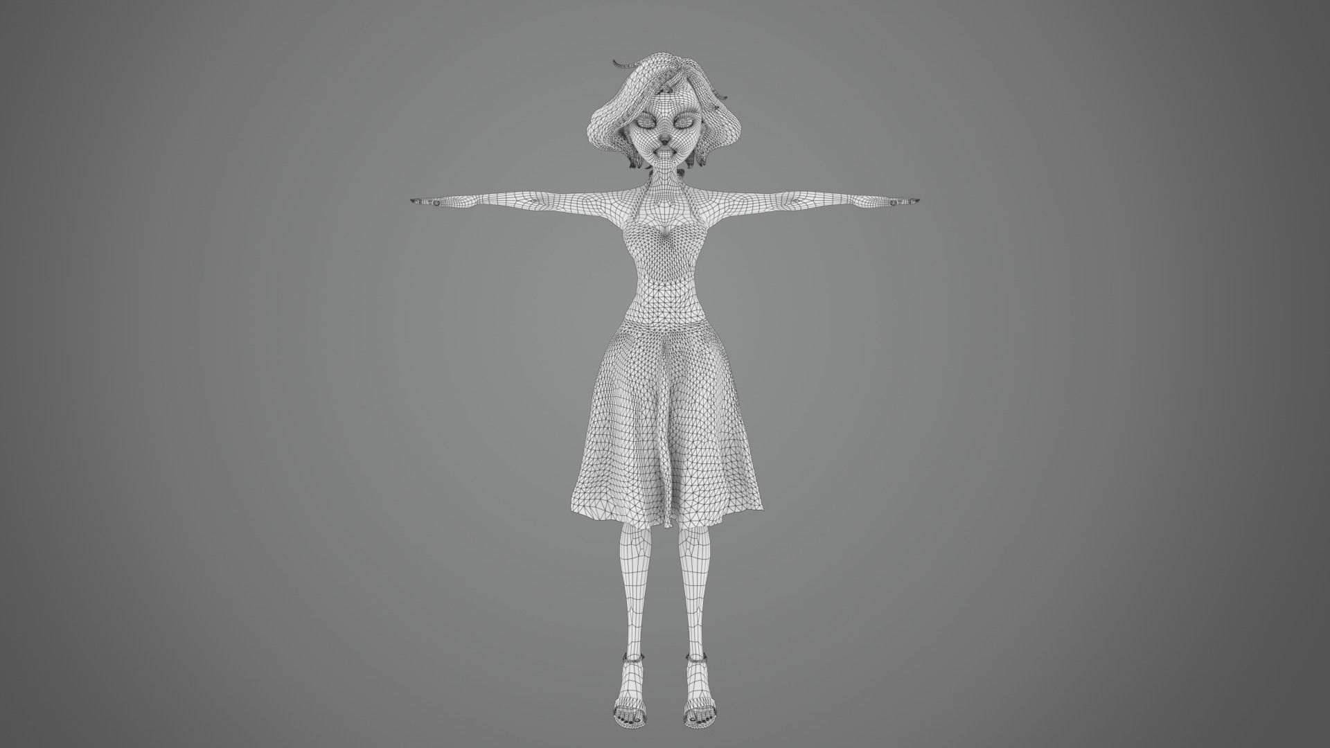Cartoon Girl Rigged Low-poly 3D model_6