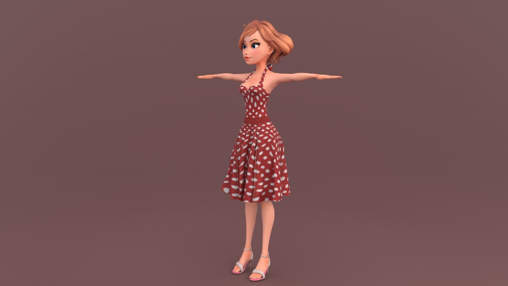 Cartoon Girl Rigged Low-poly 3D model_3