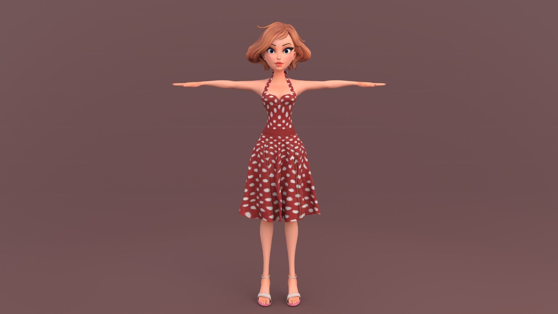 Cartoon Girl Rigged Low-poly 3D model_1