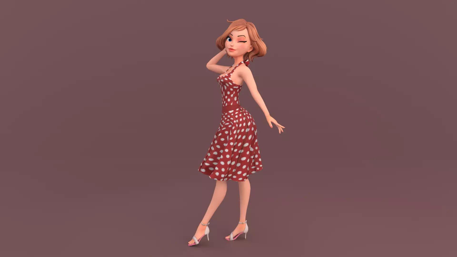 Cartoon Girl Rigged Low-poly 3D model_0