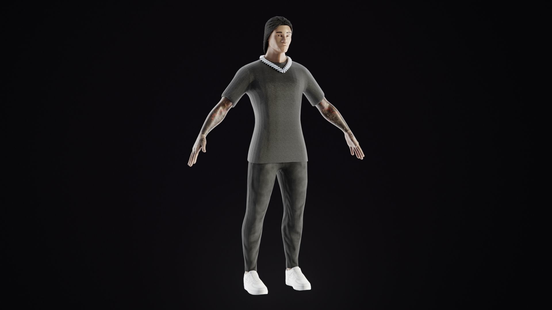 Asian Male - Stylized Low-poly 3D model_1