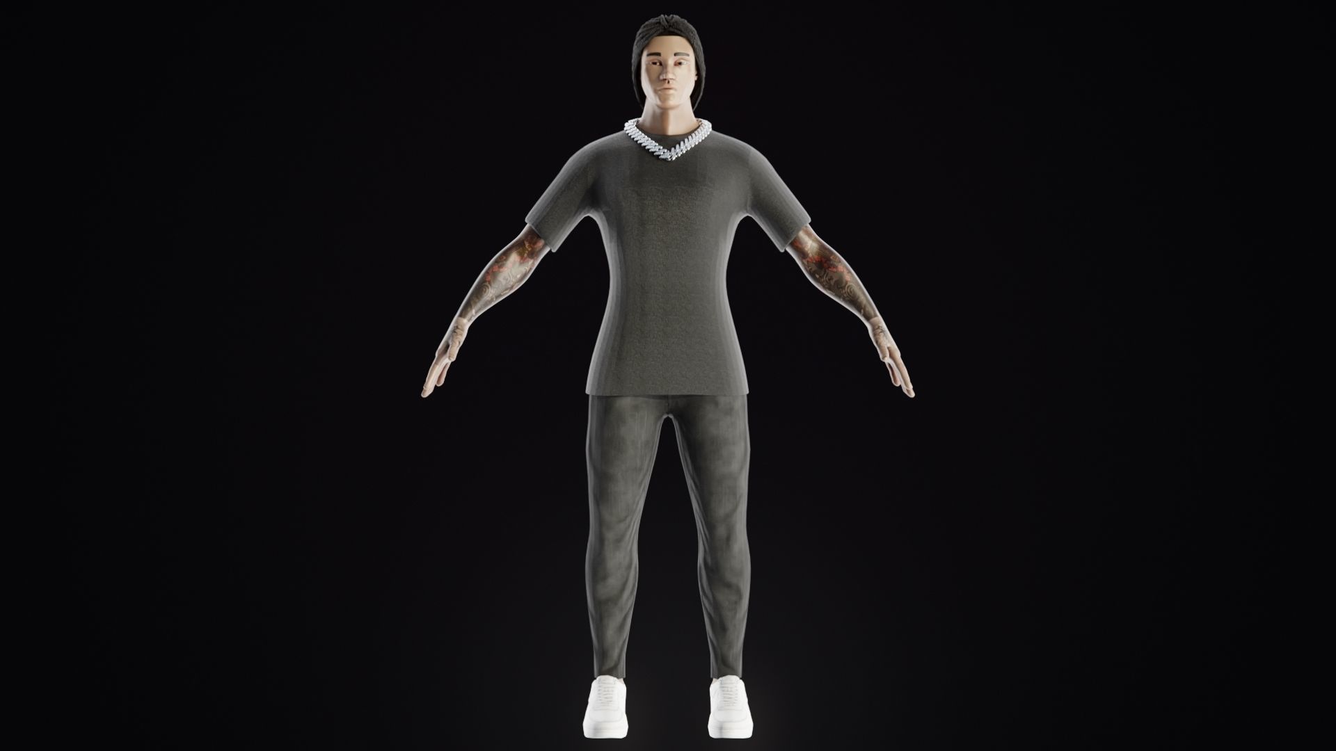 Asian Male - Stylized Low-poly 3D model_2