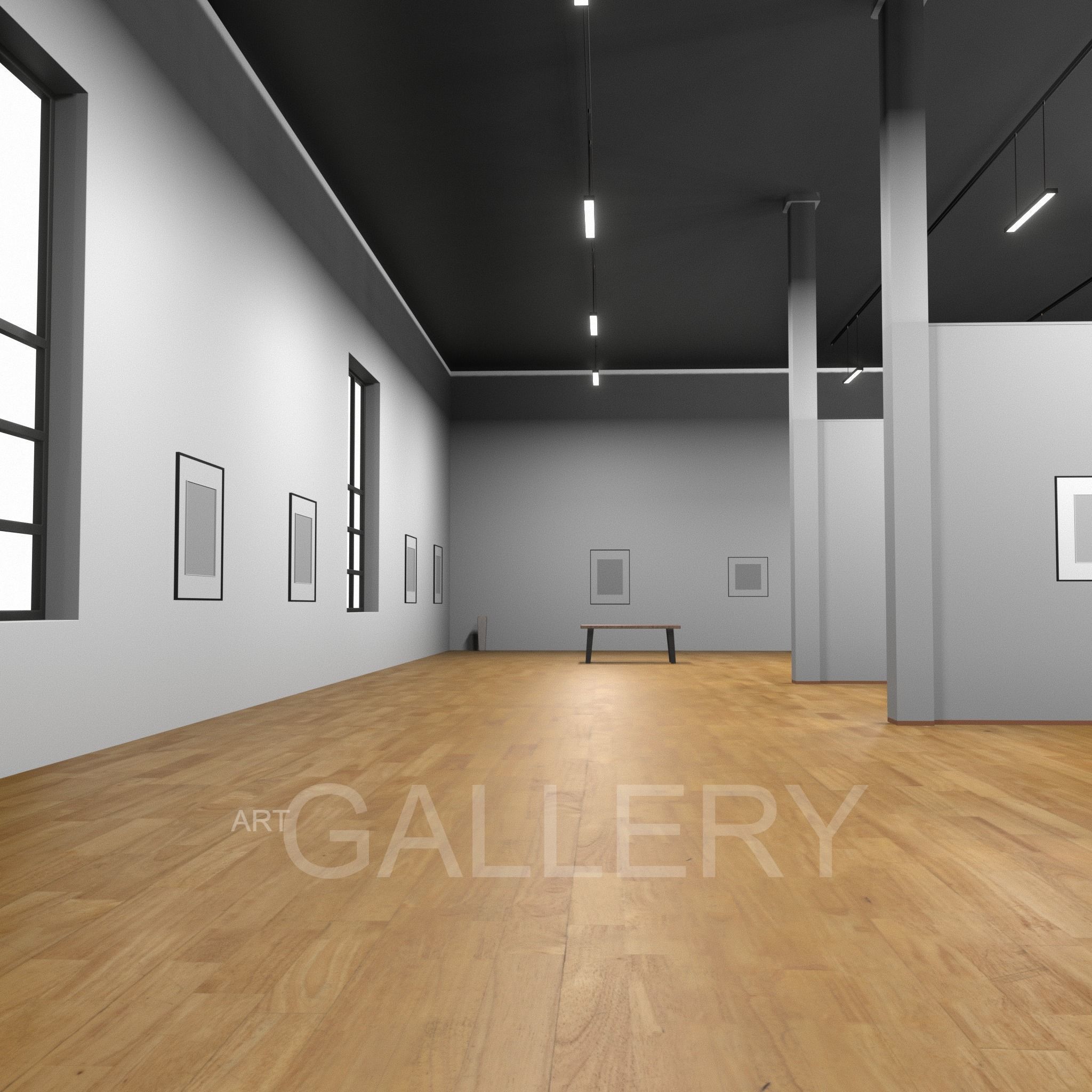 3D ART GALLERY Museum Interior 3D model_1