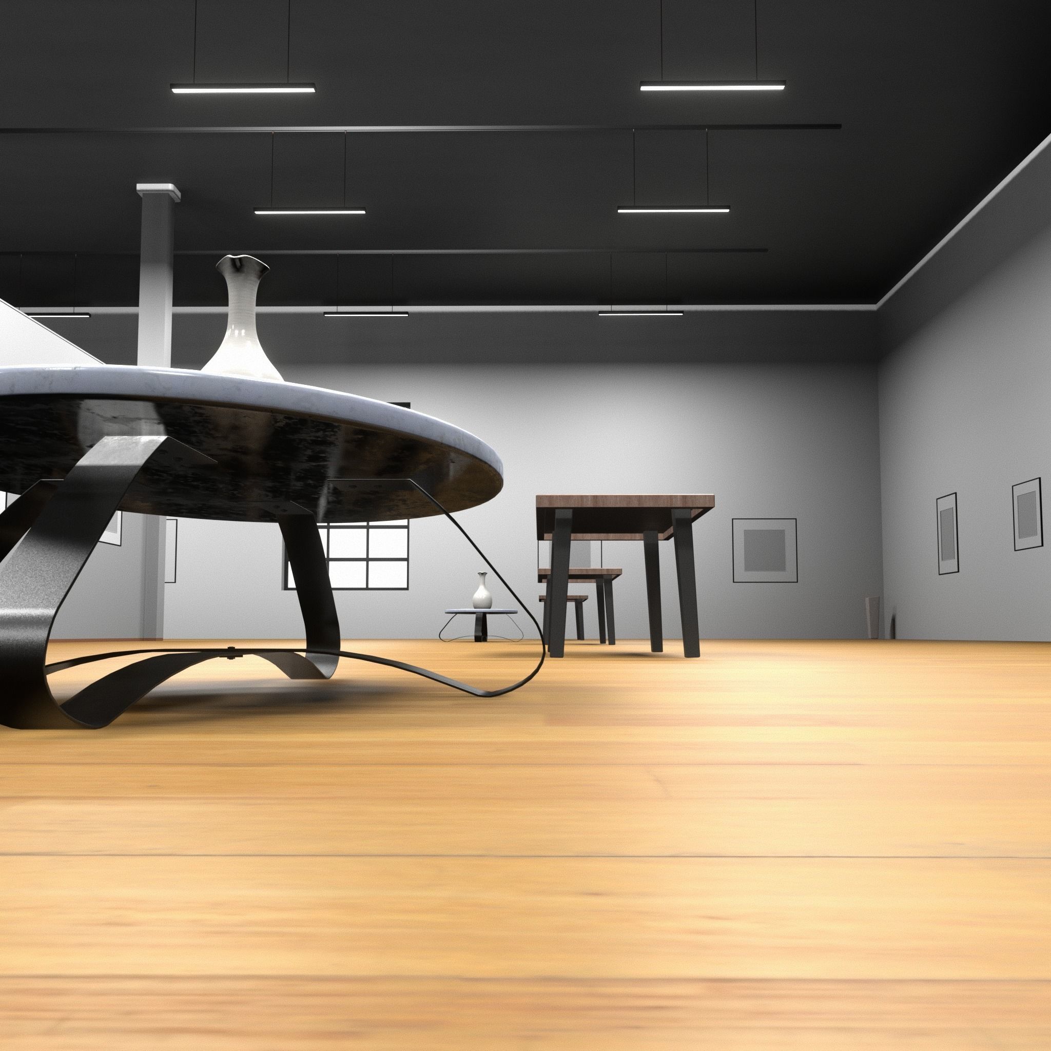 3D ART GALLERY Museum Interior 3D model_8