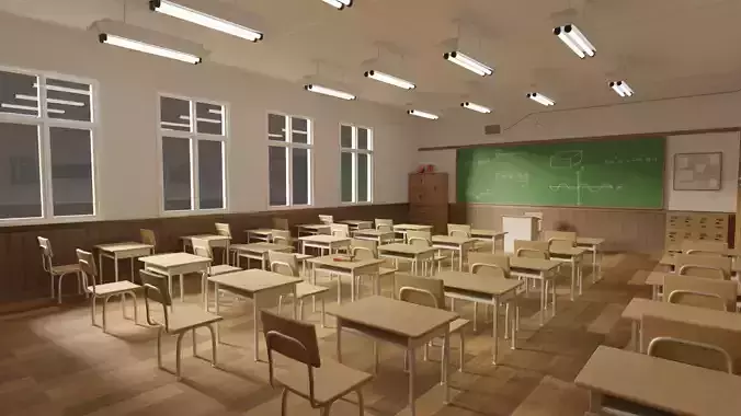 Japanese Stylish School Interior 3D model