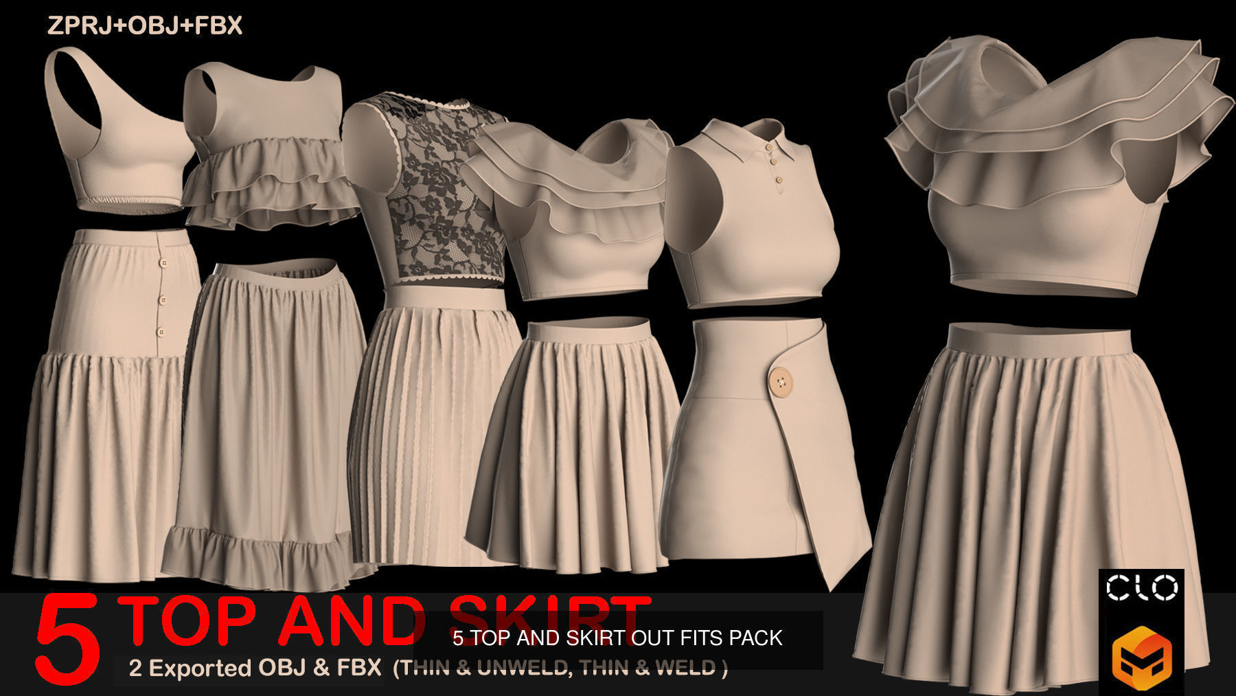 24 Women Blouses - crop top -bikini party-3D Model Collection _2