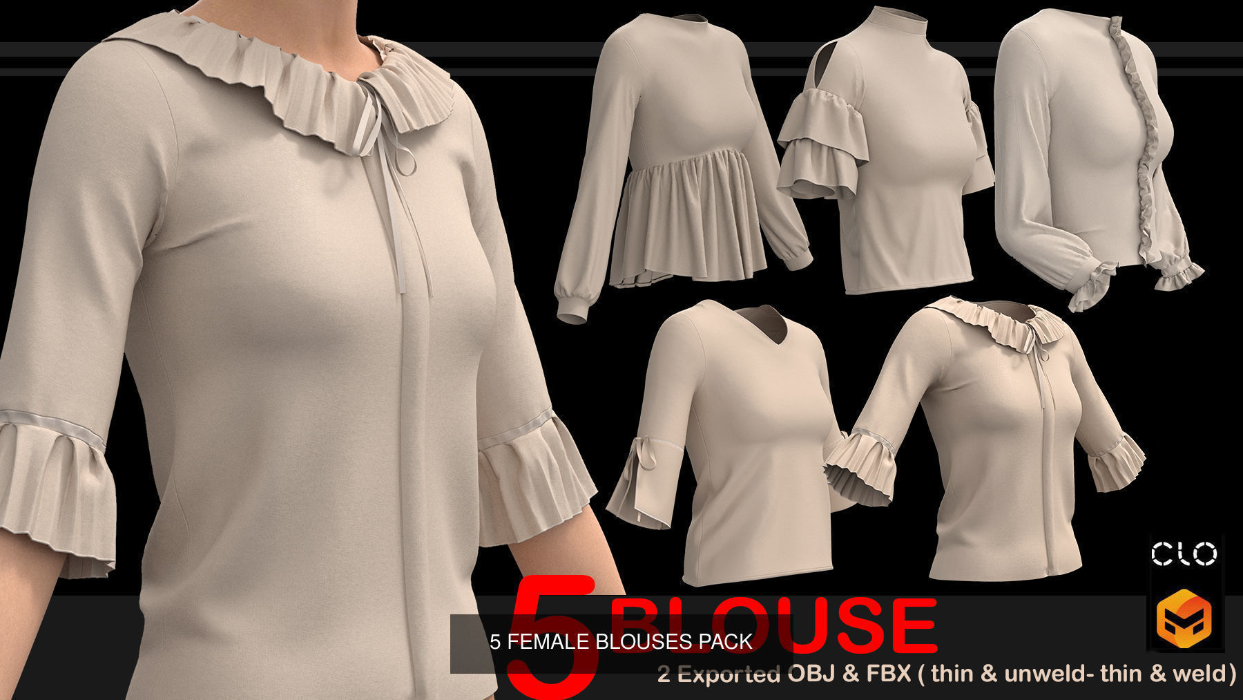 24 Women Blouses - crop top -bikini party-3D Model Collection _3