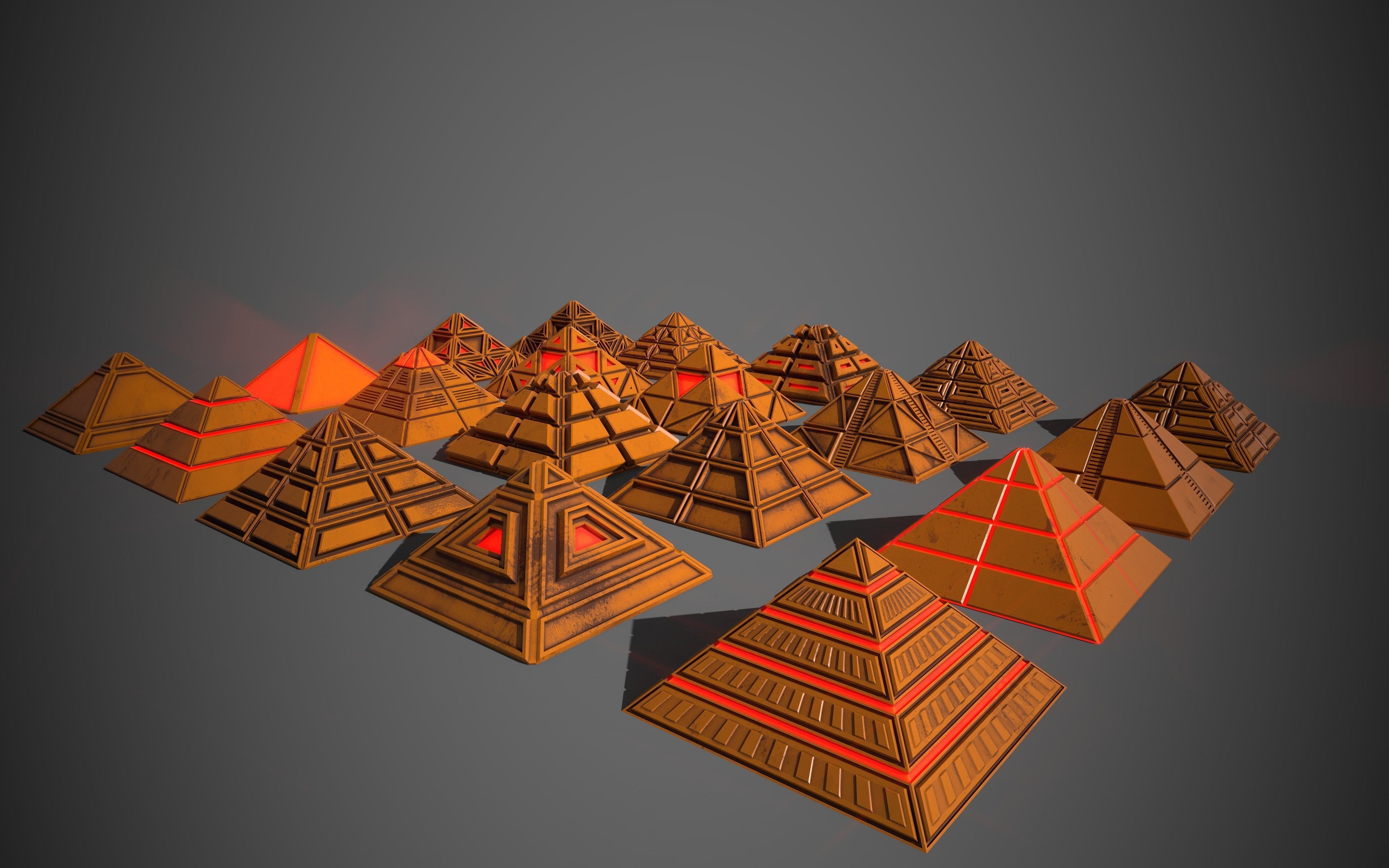 Sci-Fi Pyramid Plastic Low-poly 3D model_7