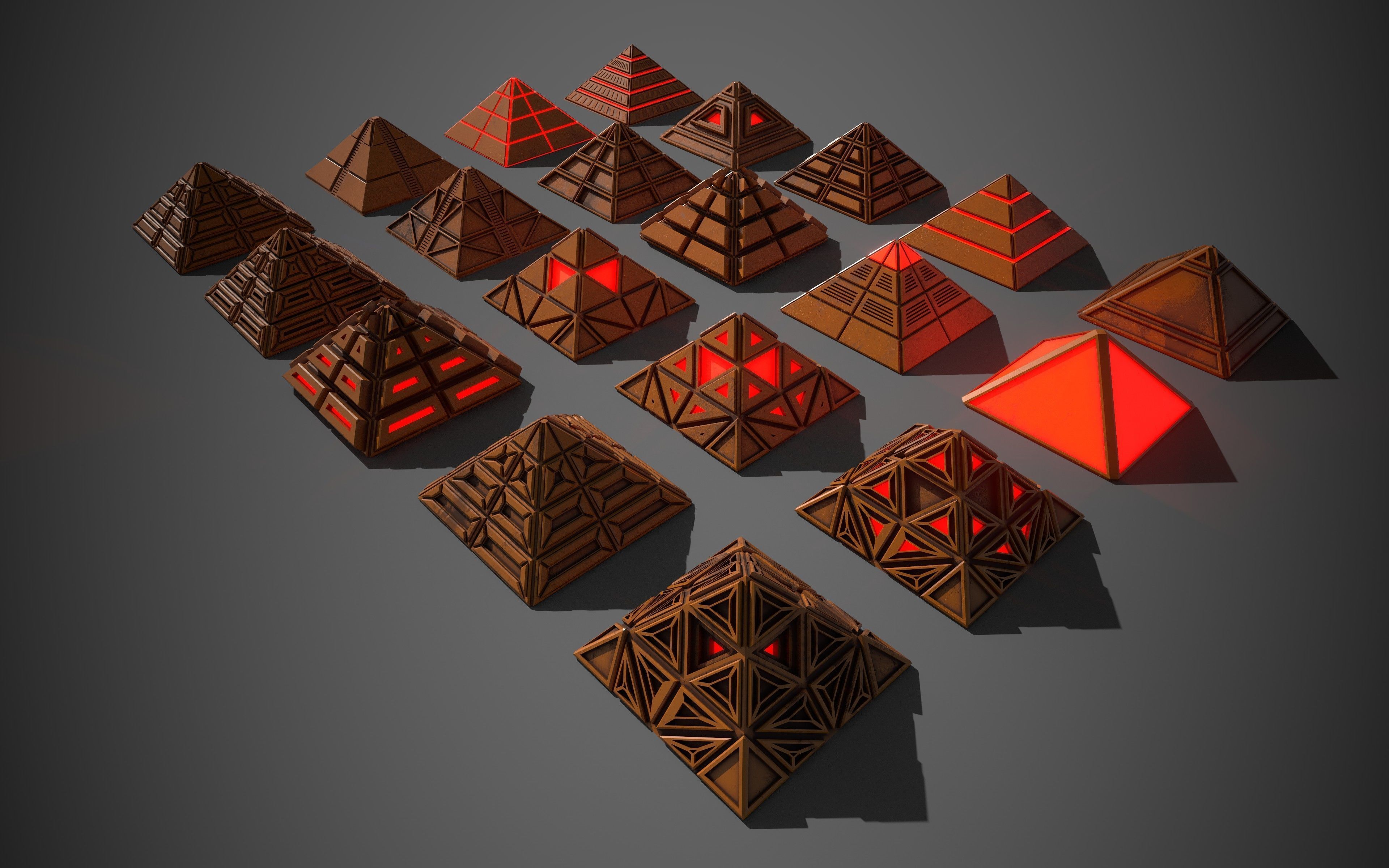 Sci-Fi Pyramid Plastic Low-poly 3D model_3