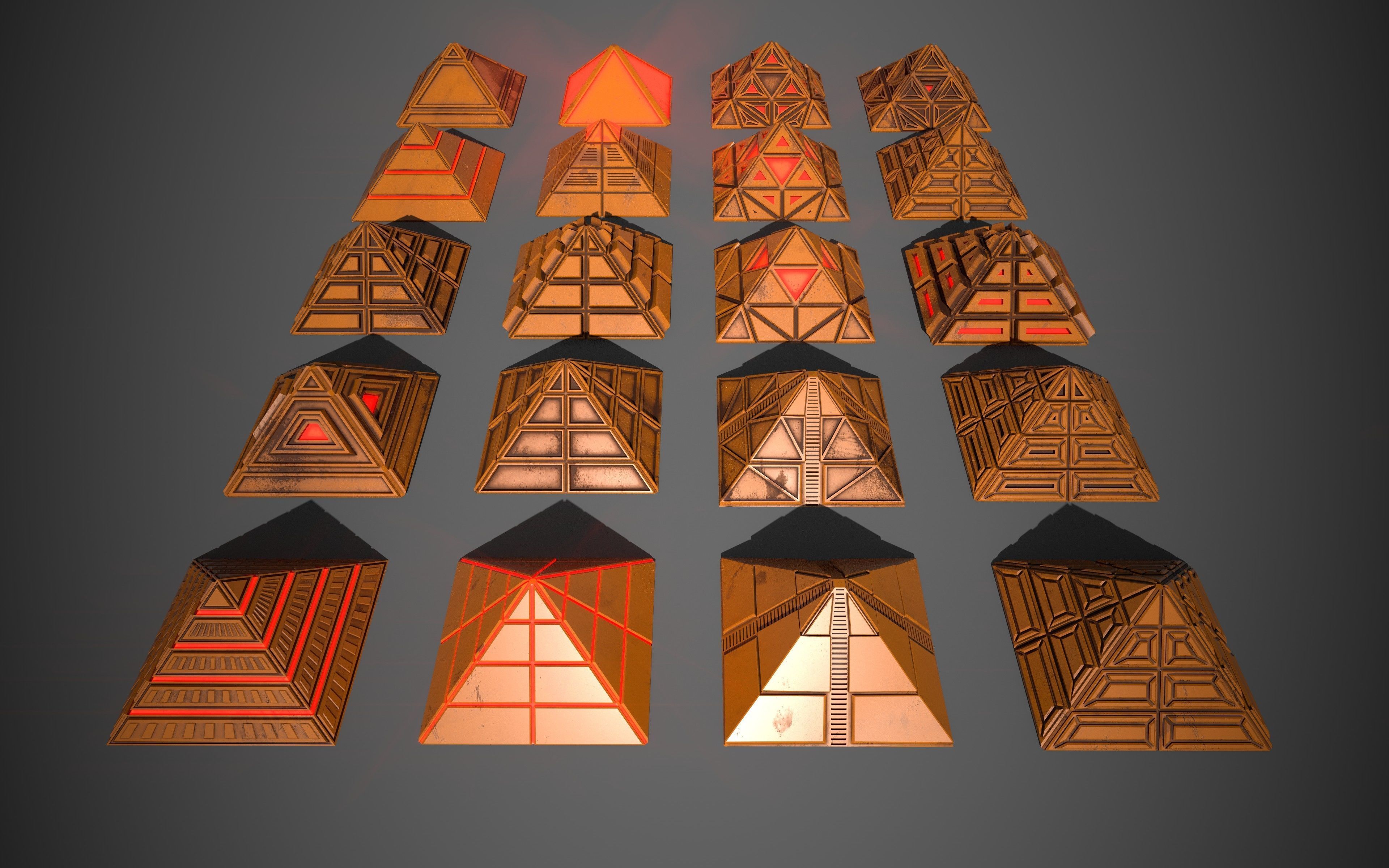 Sci-Fi Pyramid Plastic Low-poly 3D model_6