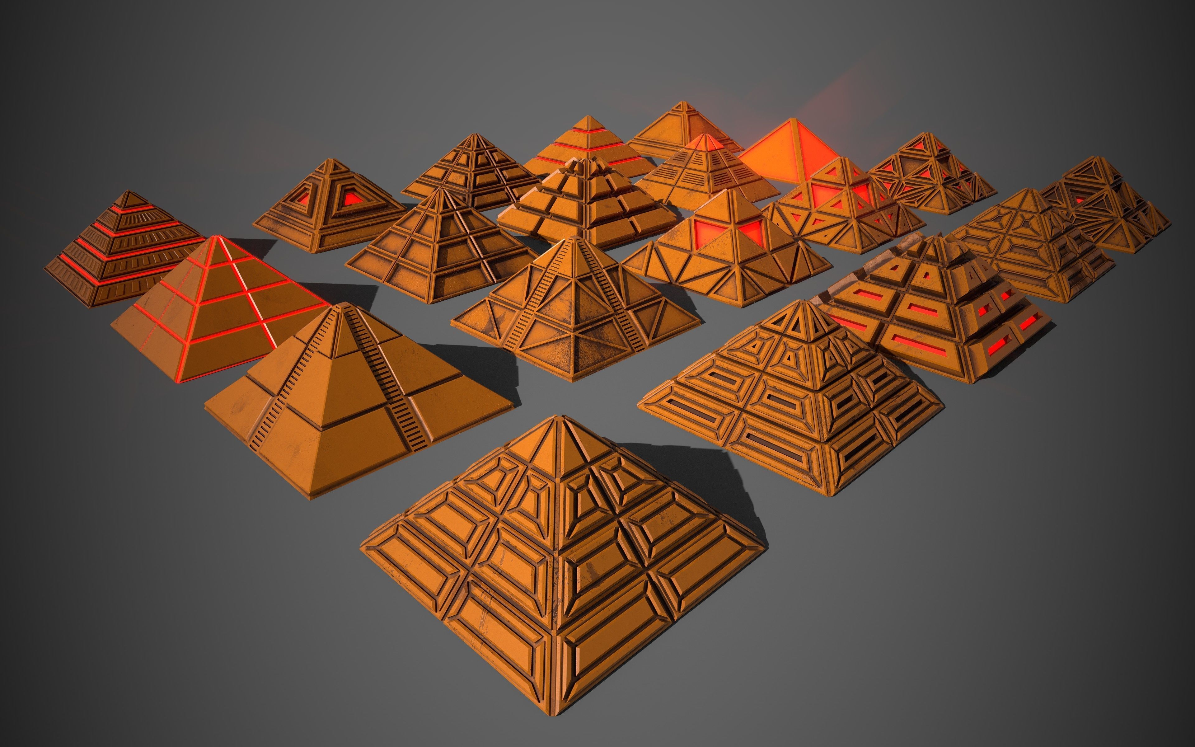 Sci-Fi Pyramid Plastic Low-poly 3D model_5