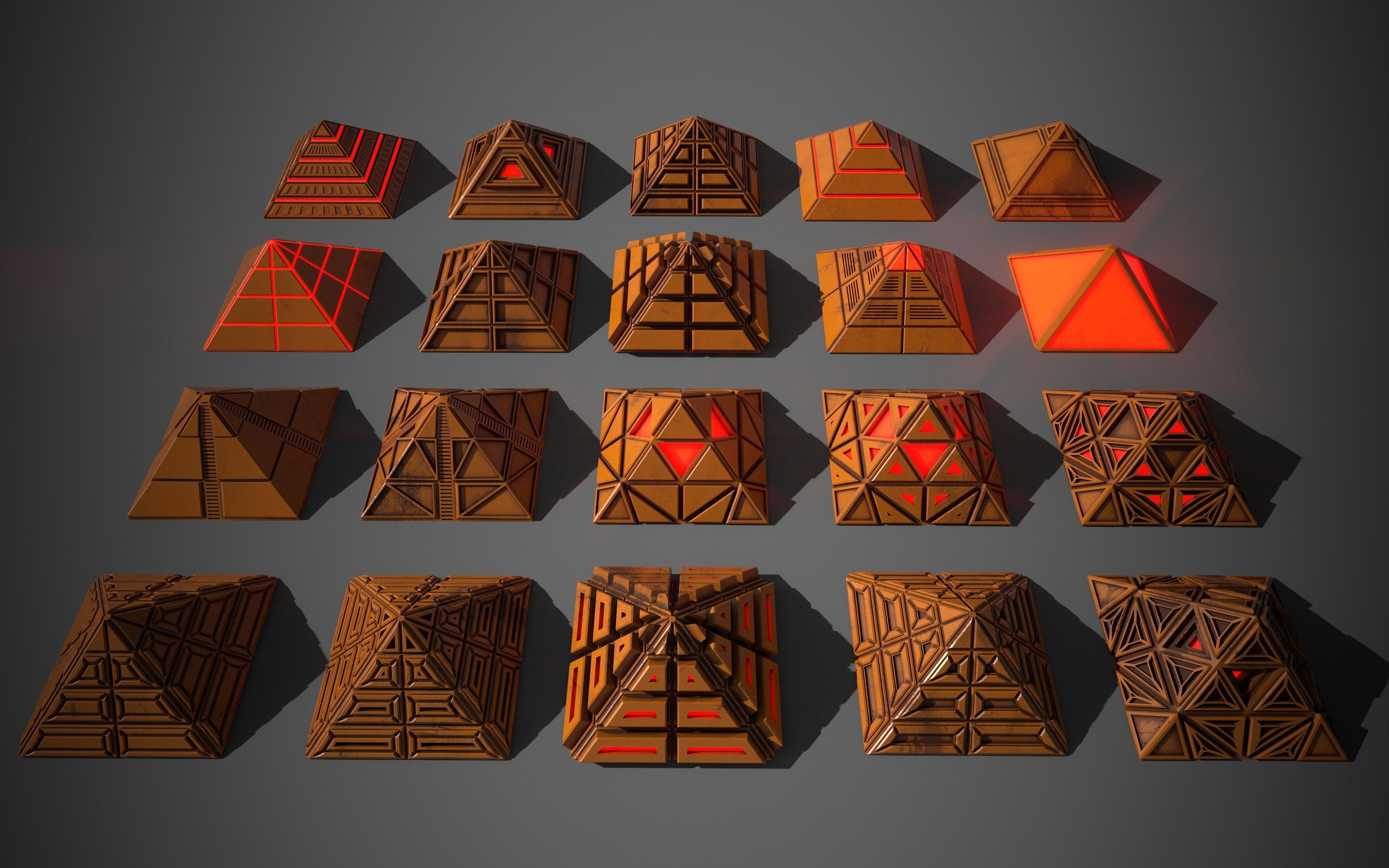 Sci-Fi Pyramid Plastic Low-poly 3D model_4