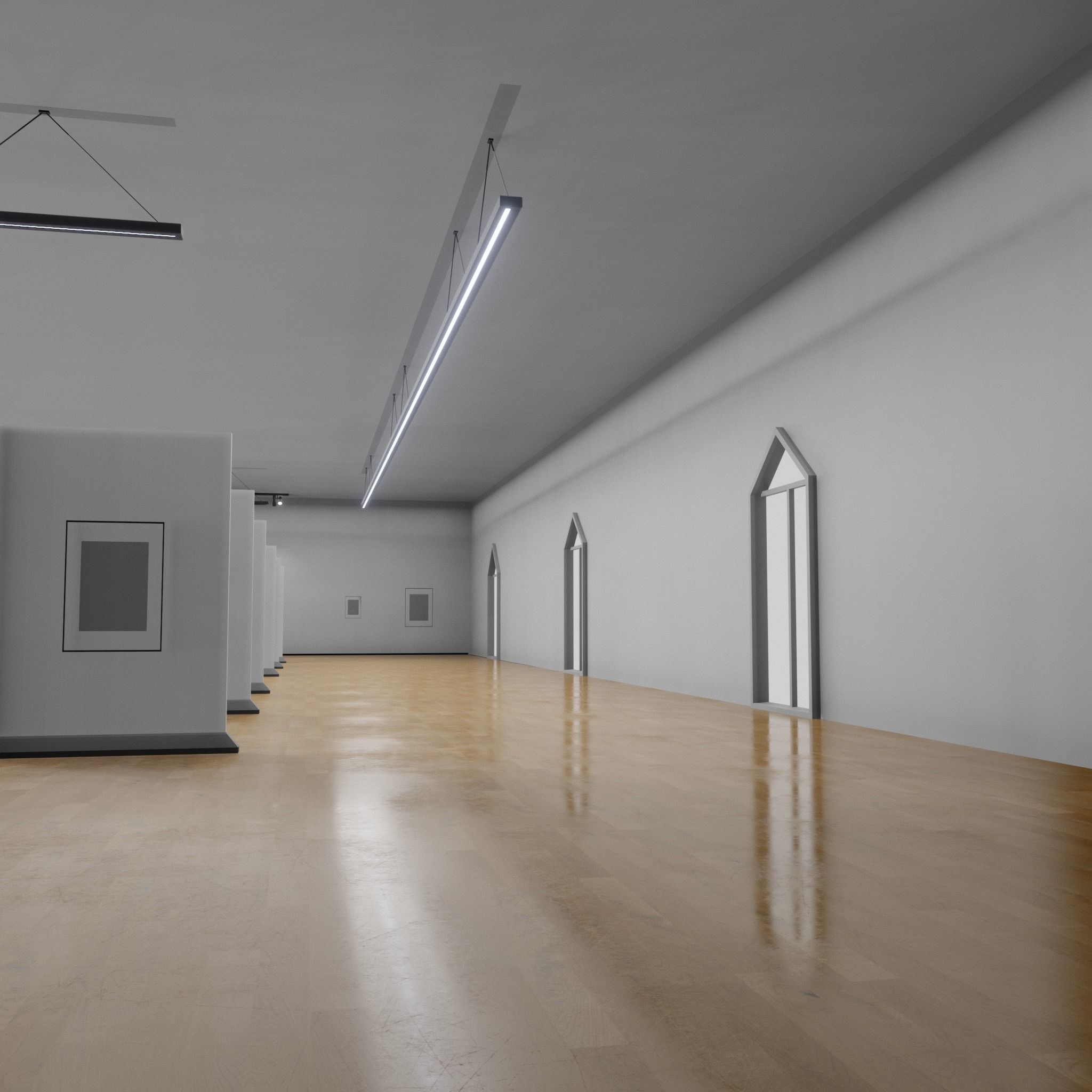 3D Modern Art Gallery interior 3D model_1