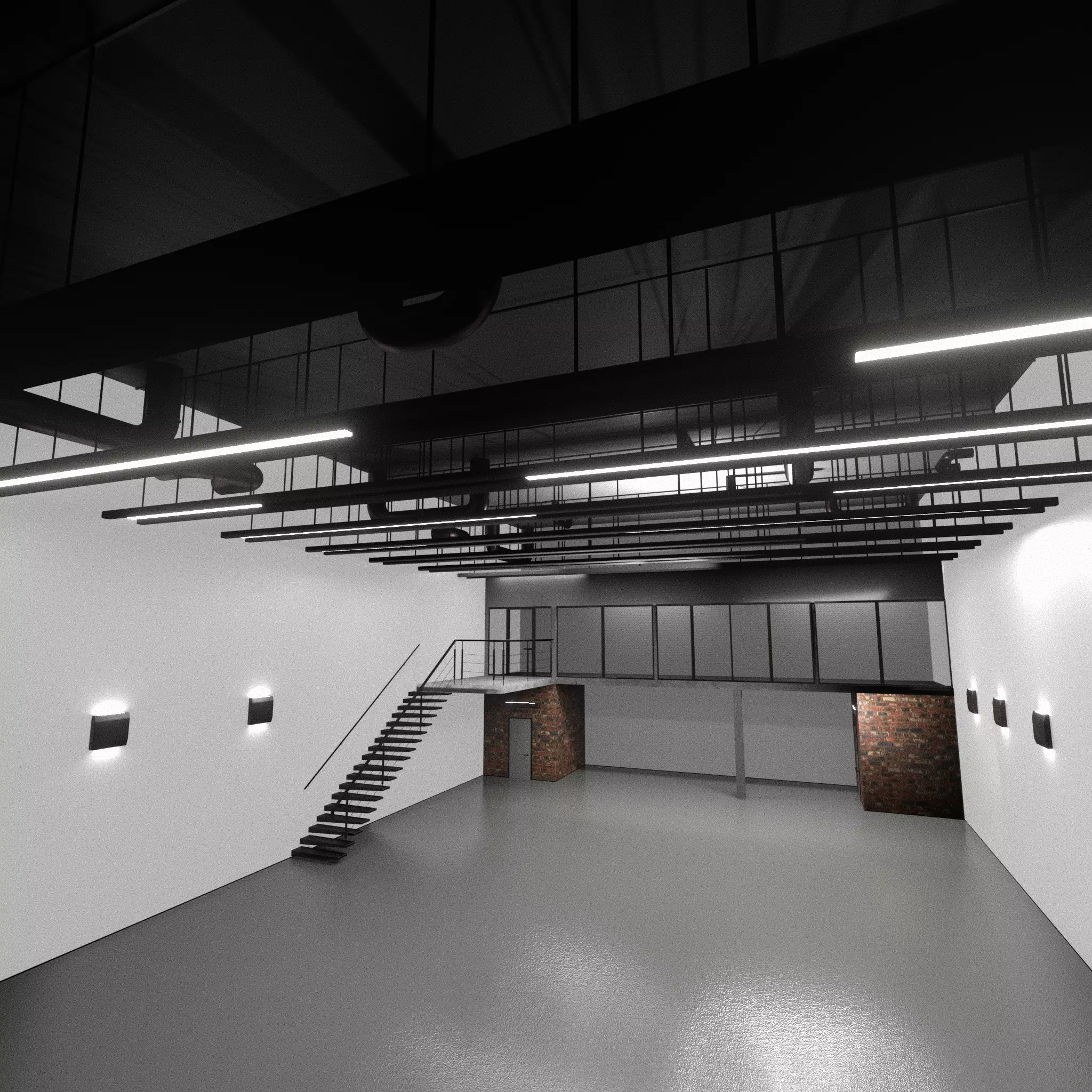 WAREHOUSE car studio interior 3D 3D model_0