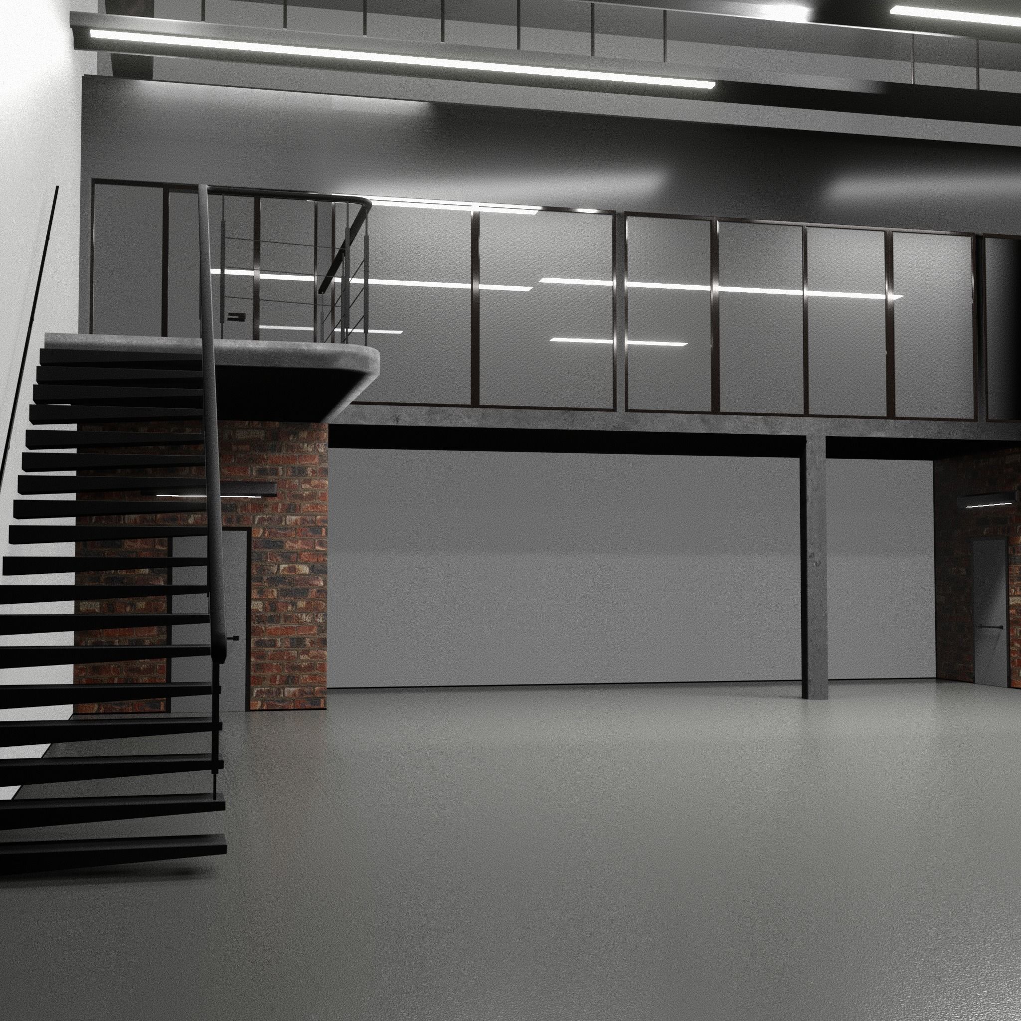 WAREHOUSE car studio interior 3D 3D model_1