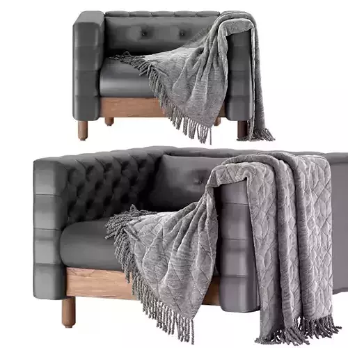 MARCONI TUFTED BLACK LEATHER ACCENT CHAIR