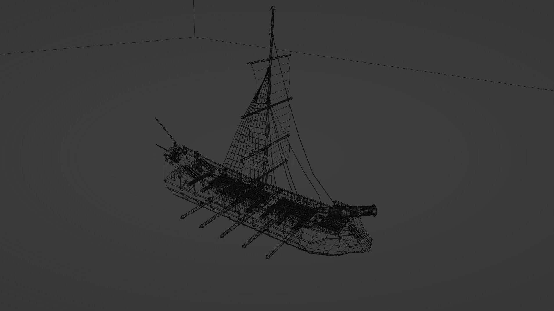 Pirate Ship 3D model - Single Cannon Low-poly 3D model_1