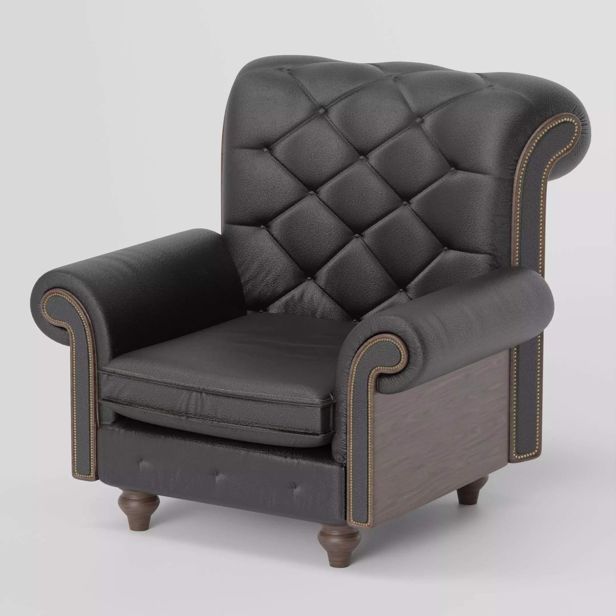Chesterfield-style Couch Low-poly 3D model Low-poly 3D model_0