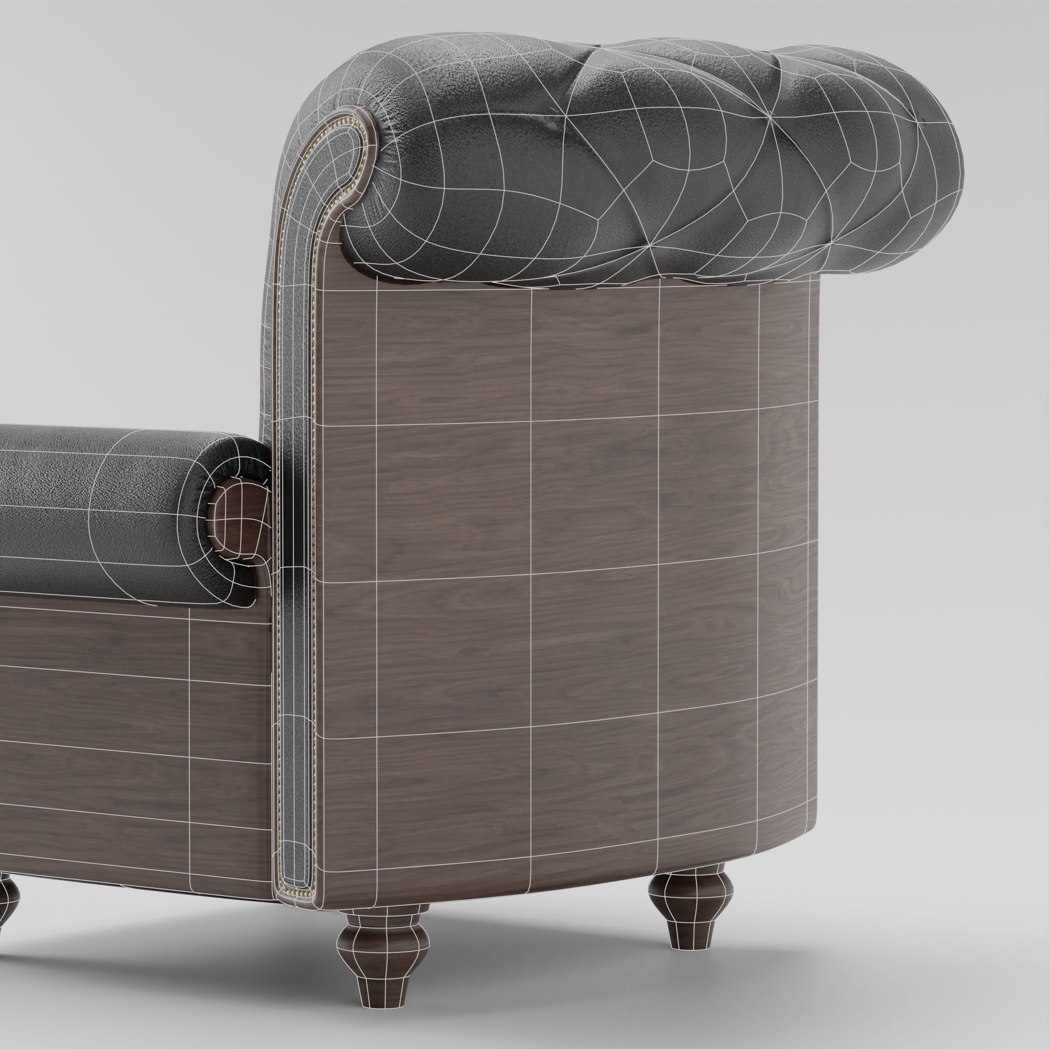 Chesterfield-style Couch Low-poly 3D model Low-poly 3D model_7