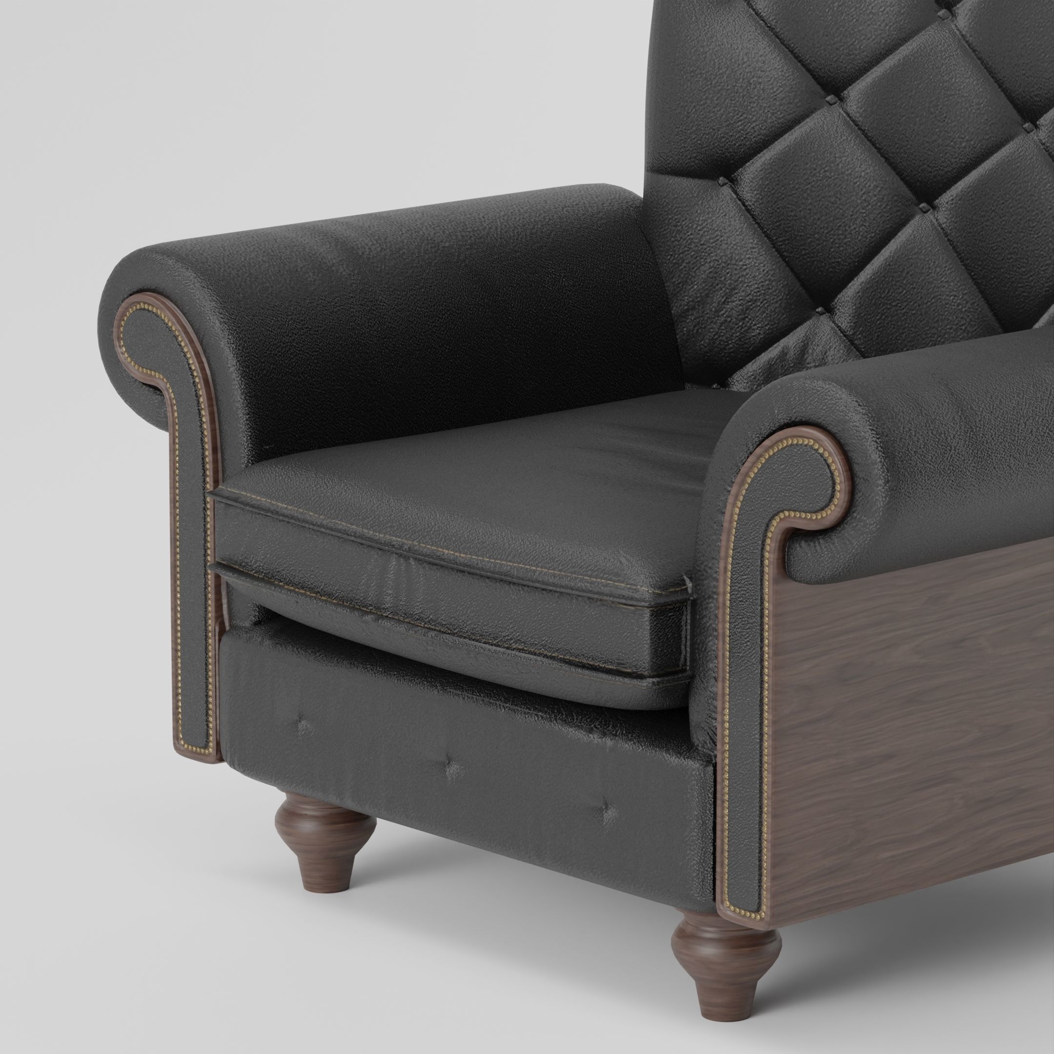 Chesterfield-style Couch Low-poly 3D model Low-poly 3D model_2