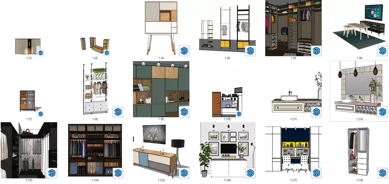 wadrobe sims furniture design 3D model_0