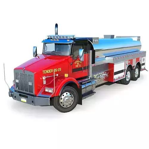 Kenworth T800 Fire tanker truck Low-poly 3D model