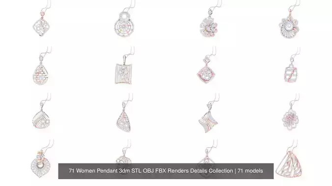 71 Women Pendant 3dm STL OBJ FBX Renders Details Collection