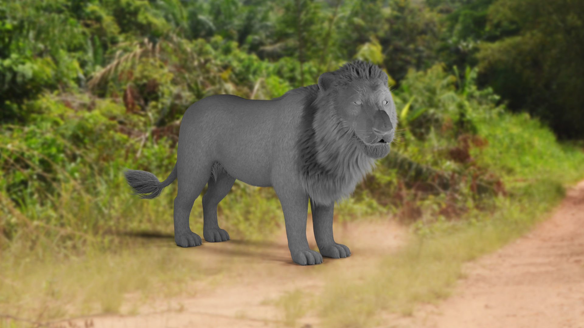 3D Fur White Lion Rigged and Animation in Blender Low-poly 3D model_11