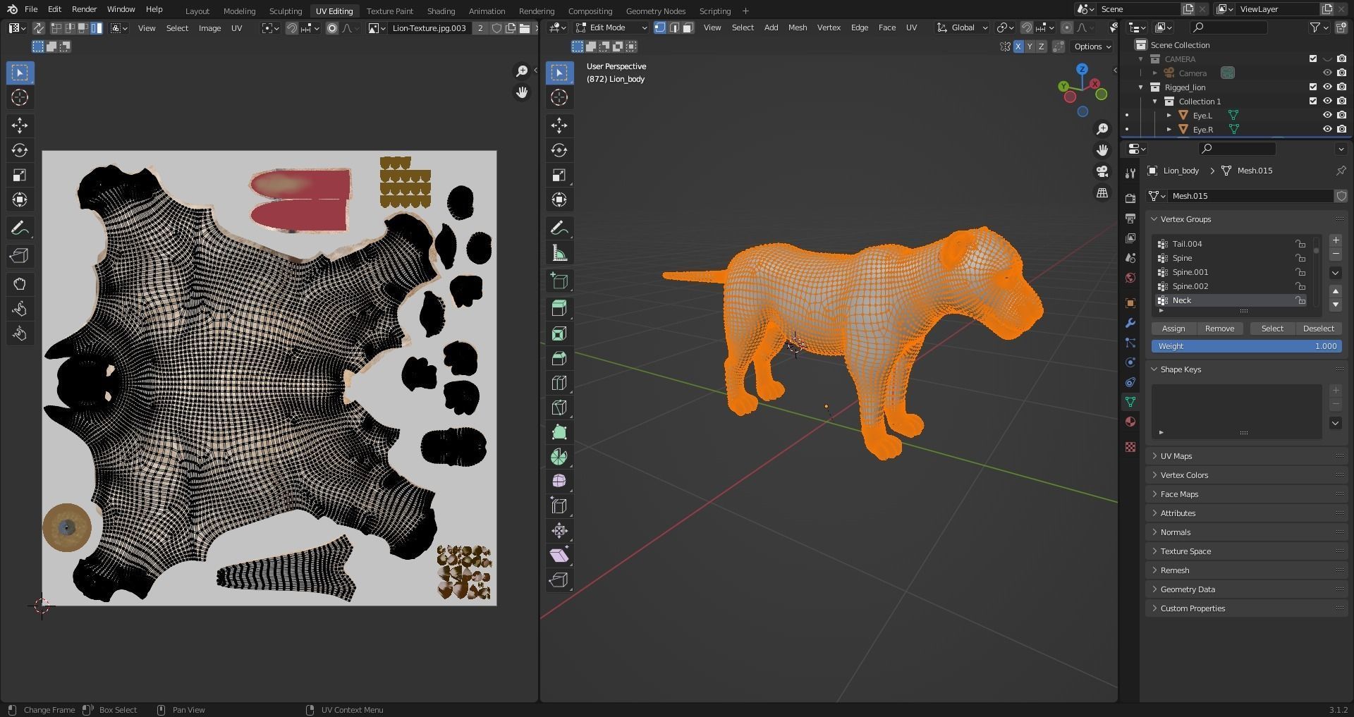 3D Fur White Lion Rigged and Animation in Blender Low-poly 3D model_19