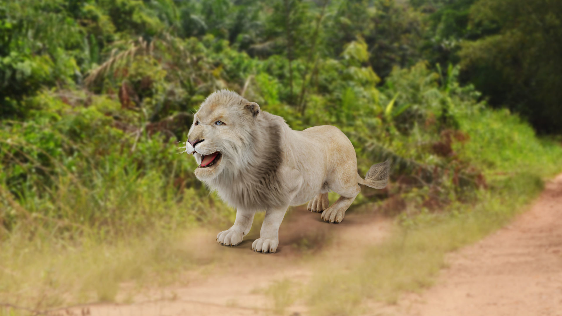 3D Fur White Lion Rigged and Animation in Blender Low-poly 3D model_12