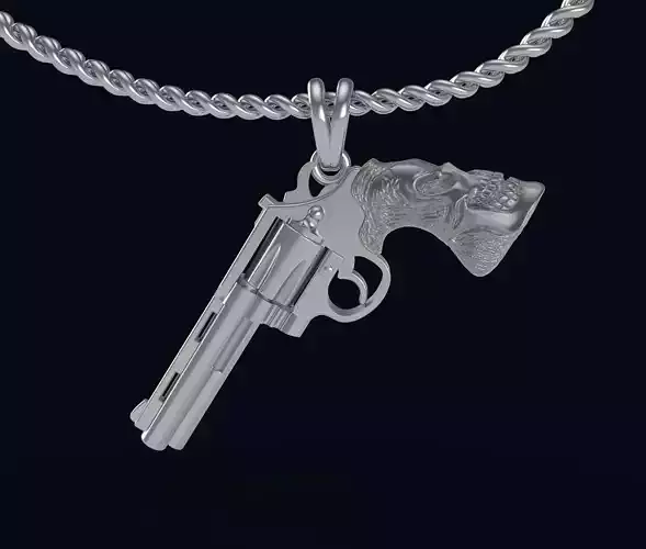 Revolver Colt skull 3d 3D print model