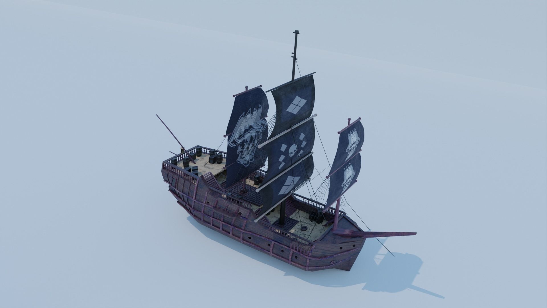 3D model Sea Pirate Ship 3D model - Low-poly 3D model VR / AR / low ...