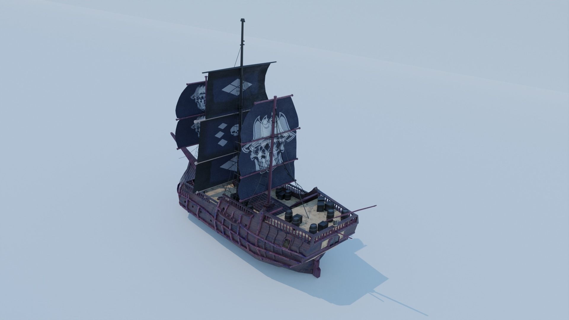 3D model Sea Pirate Ship 3D model - Low-poly 3D model VR / AR / low ...