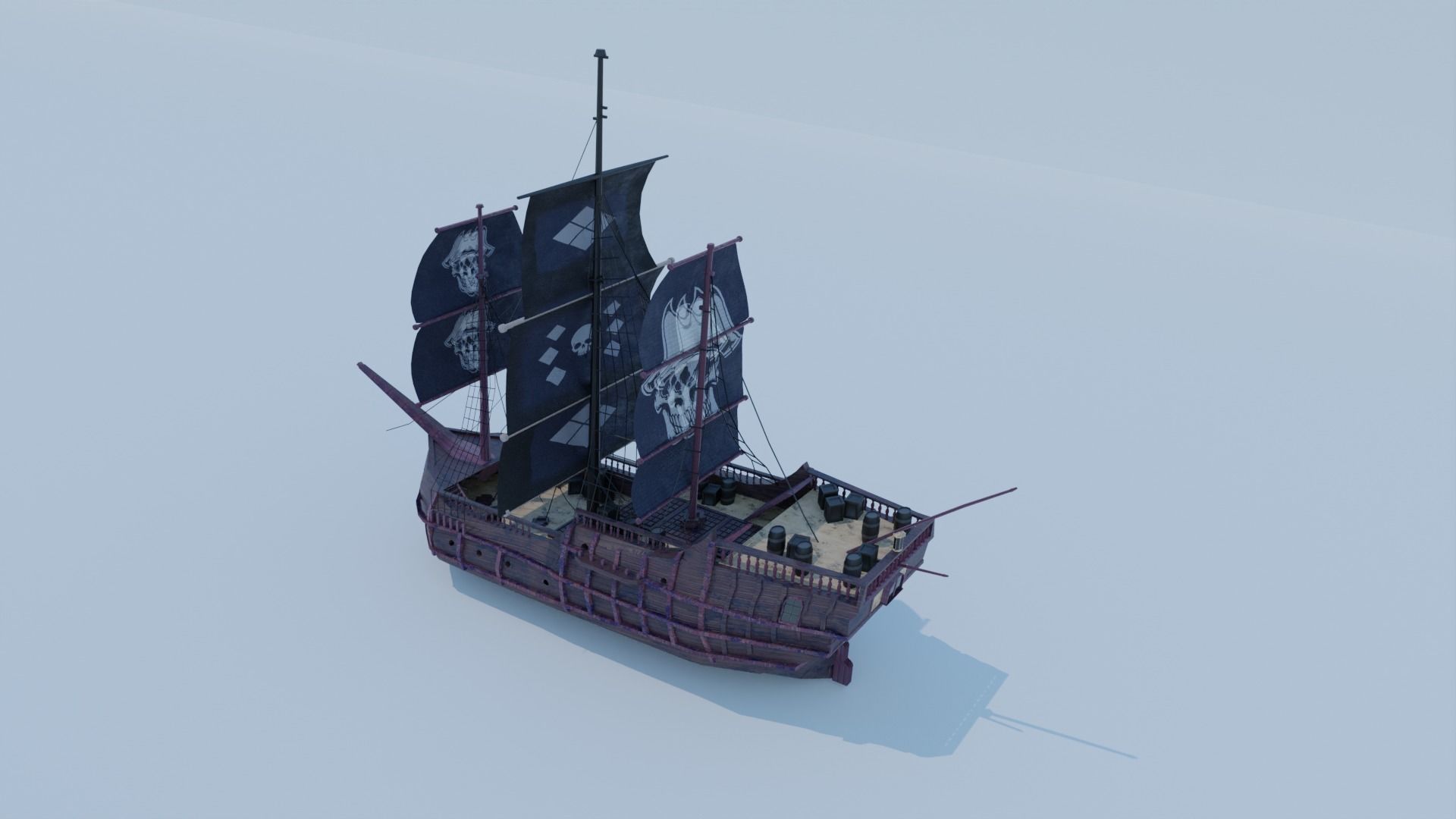 3D model Sea Pirate Ship 3D model - Low-poly 3D model VR / AR / low ...