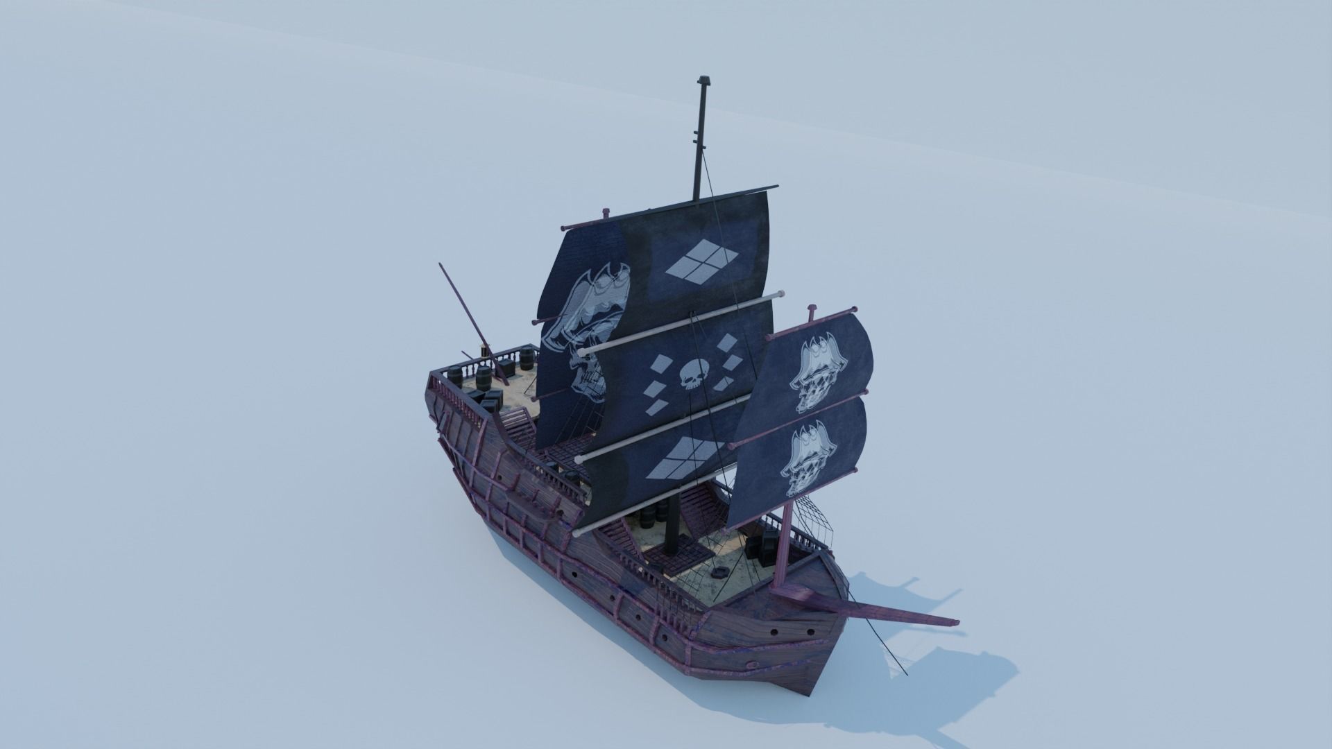 3D model Sea Pirate Ship 3D model - Low-poly 3D model VR / AR / low ...