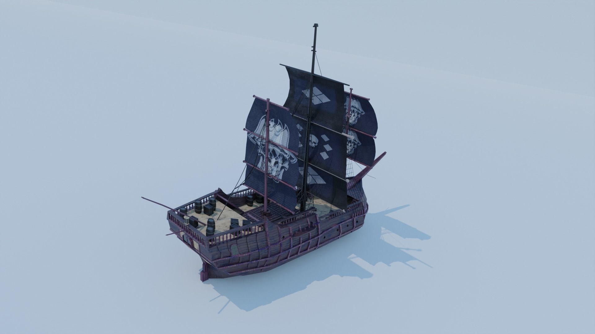 3D model Sea Pirate Ship 3D model - Low-poly 3D model VR / AR / low ...
