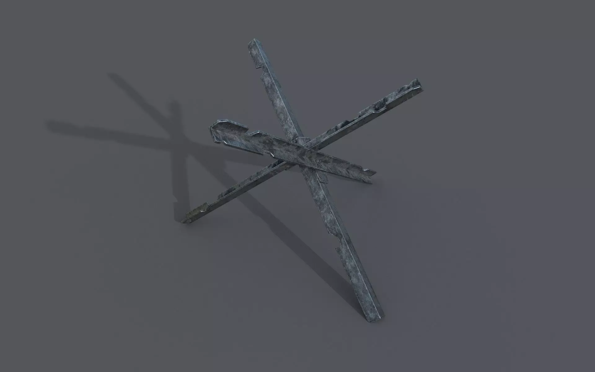 Tank trap Low-poly 3D model_0