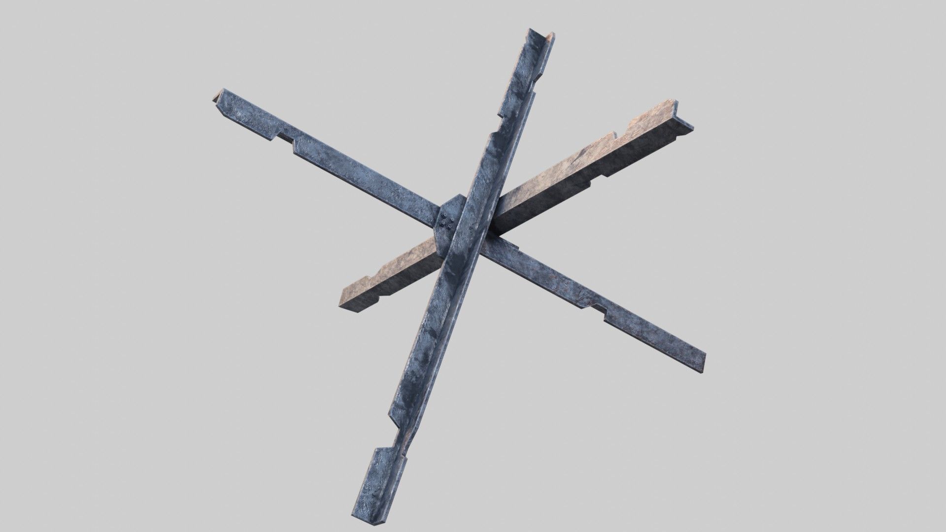 Tank trap Low-poly 3D model_3