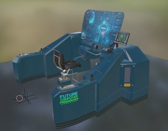 SciFI SuperComputer Low-poly 3D model_25