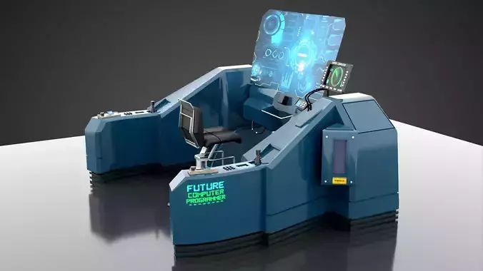 SciFI SuperComputer Low-poly 3D model