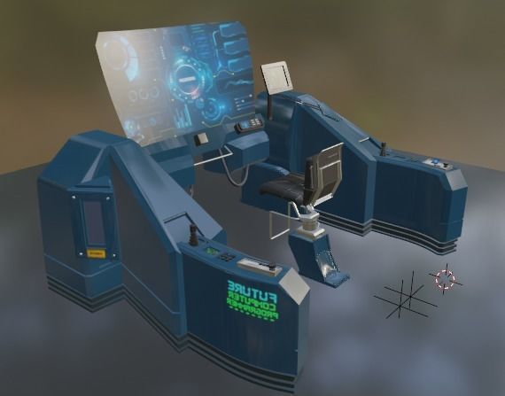 SciFI SuperComputer Low-poly 3D model_27
