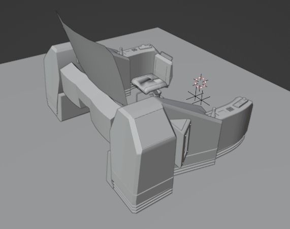 SciFI SuperComputer Low-poly 3D model_13