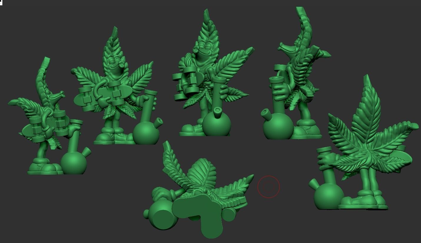 marihuano 3 figurine holding marijuana leaf