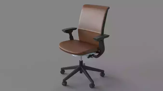 Steelcase Think Ebony Leather Office Chair Elmosoft Saddle 3D model