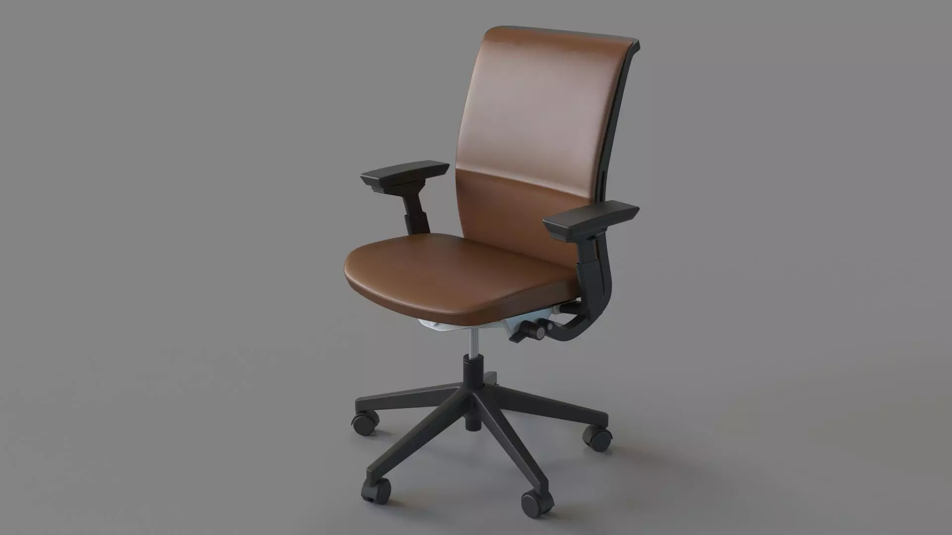 Steelcase Think Ebony Leather Office Chair Elmosoft Saddle 3D model