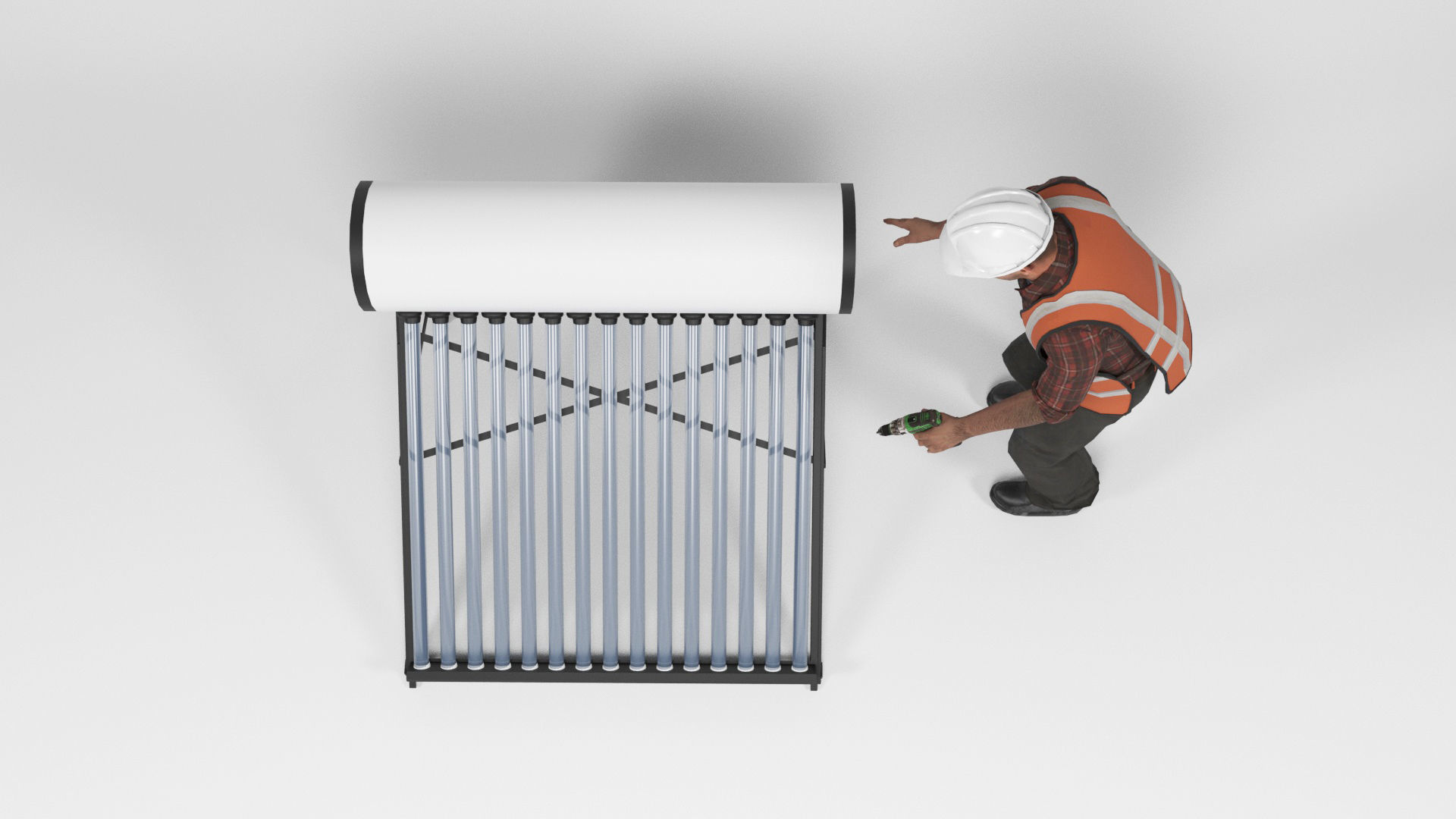 Solar water heater Low-poly 3D model_4