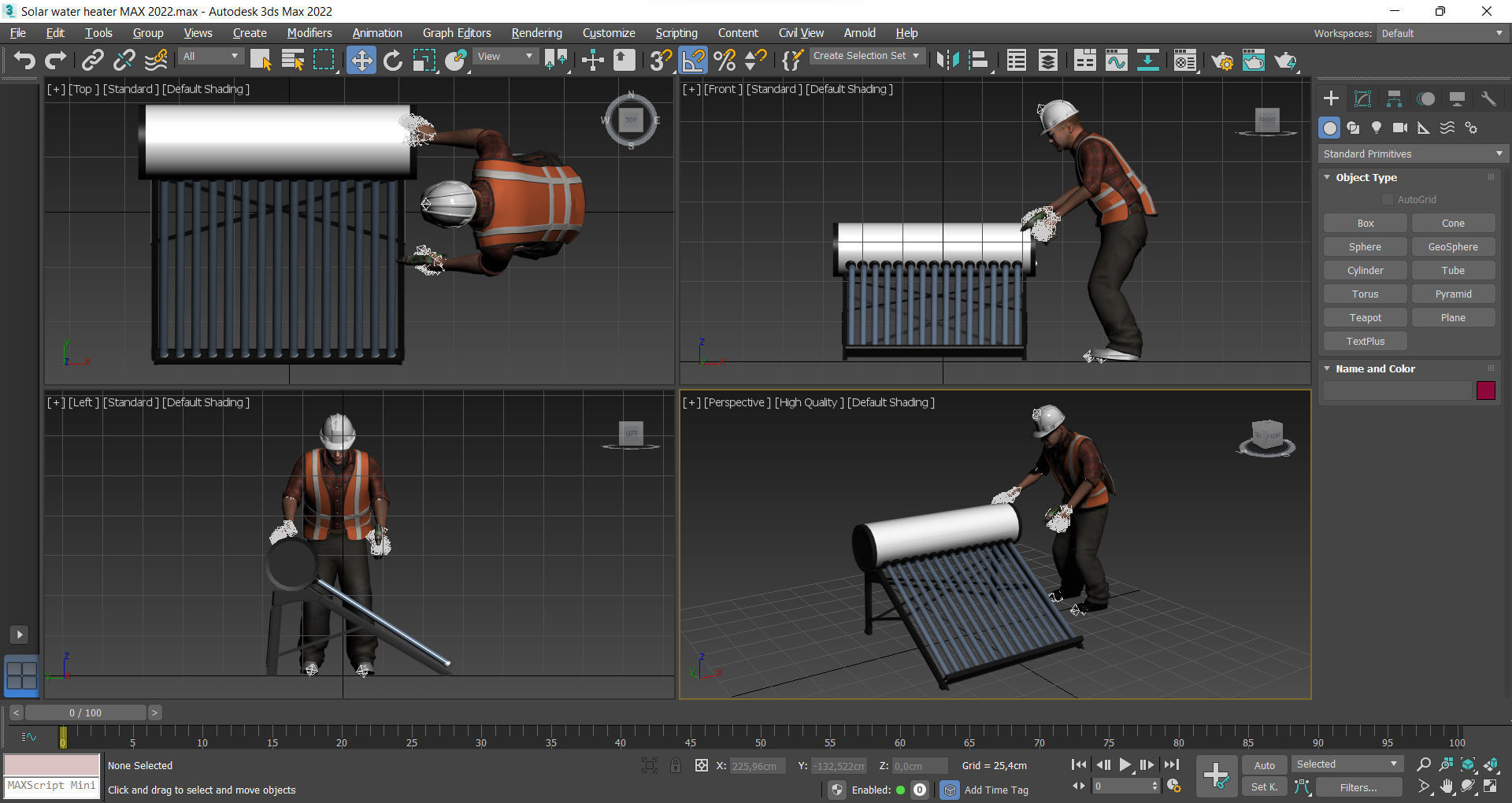 Solar water heater Low-poly 3D model_9